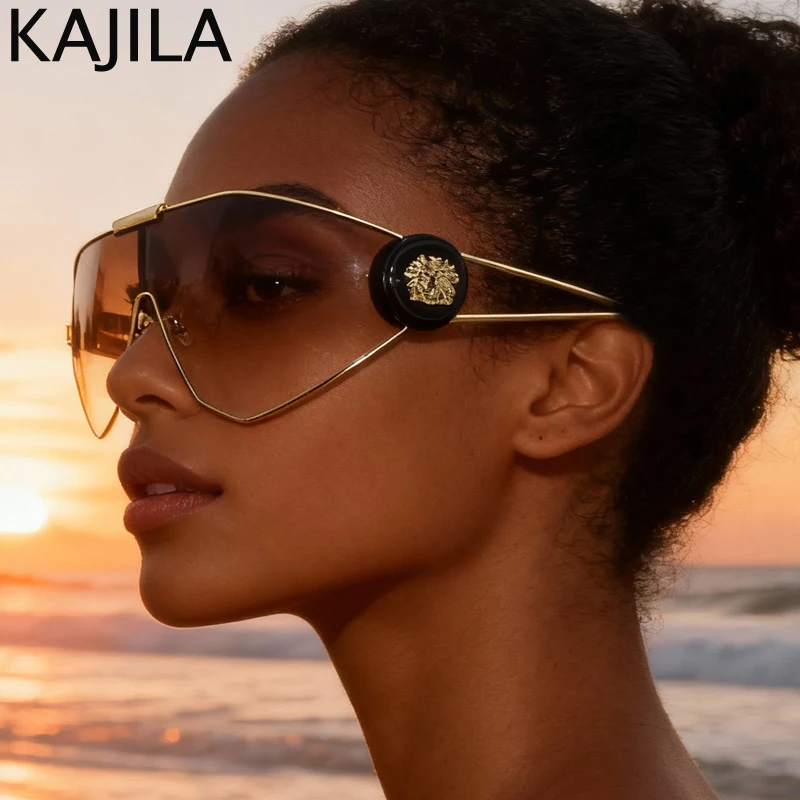 المتضخم التفاف حول قناع النظارات الشمسية النساء 2025 العلامة التجارية الفاخرة خمر قطعة واحدة حملق يندبروف الشرير ظلال درع نظارات شمسية