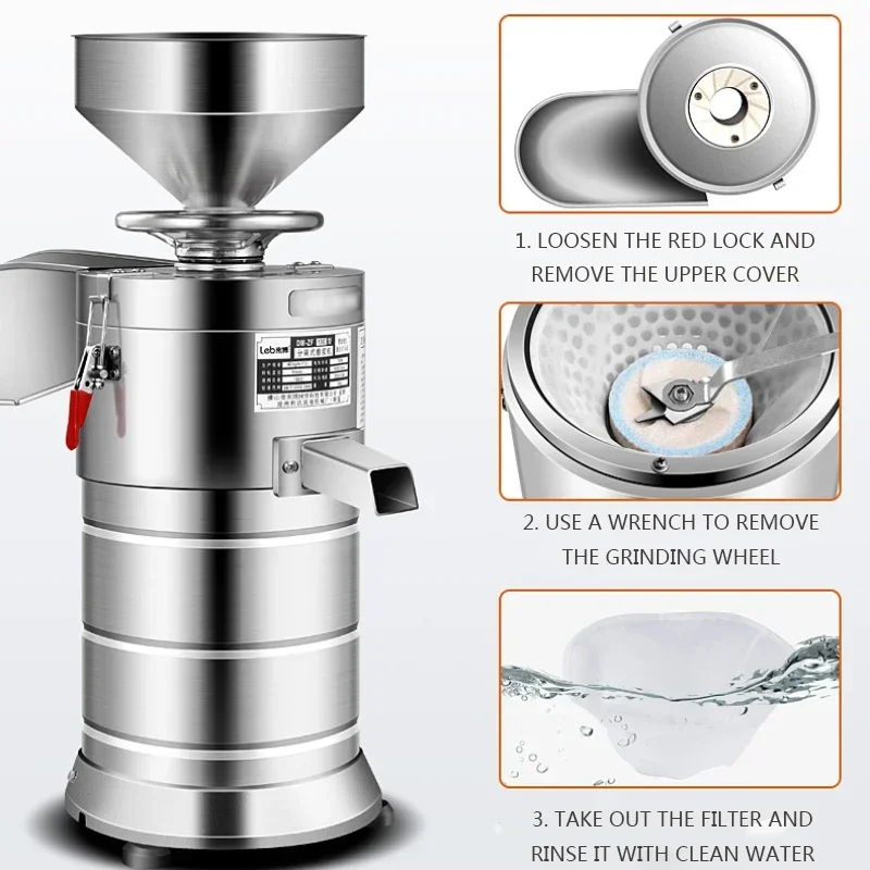 Automatic Freshly Grinding Refiner Multifunctional Soy Milk Machine 220V/750W Electric Soybean Peanut Butter Grinder