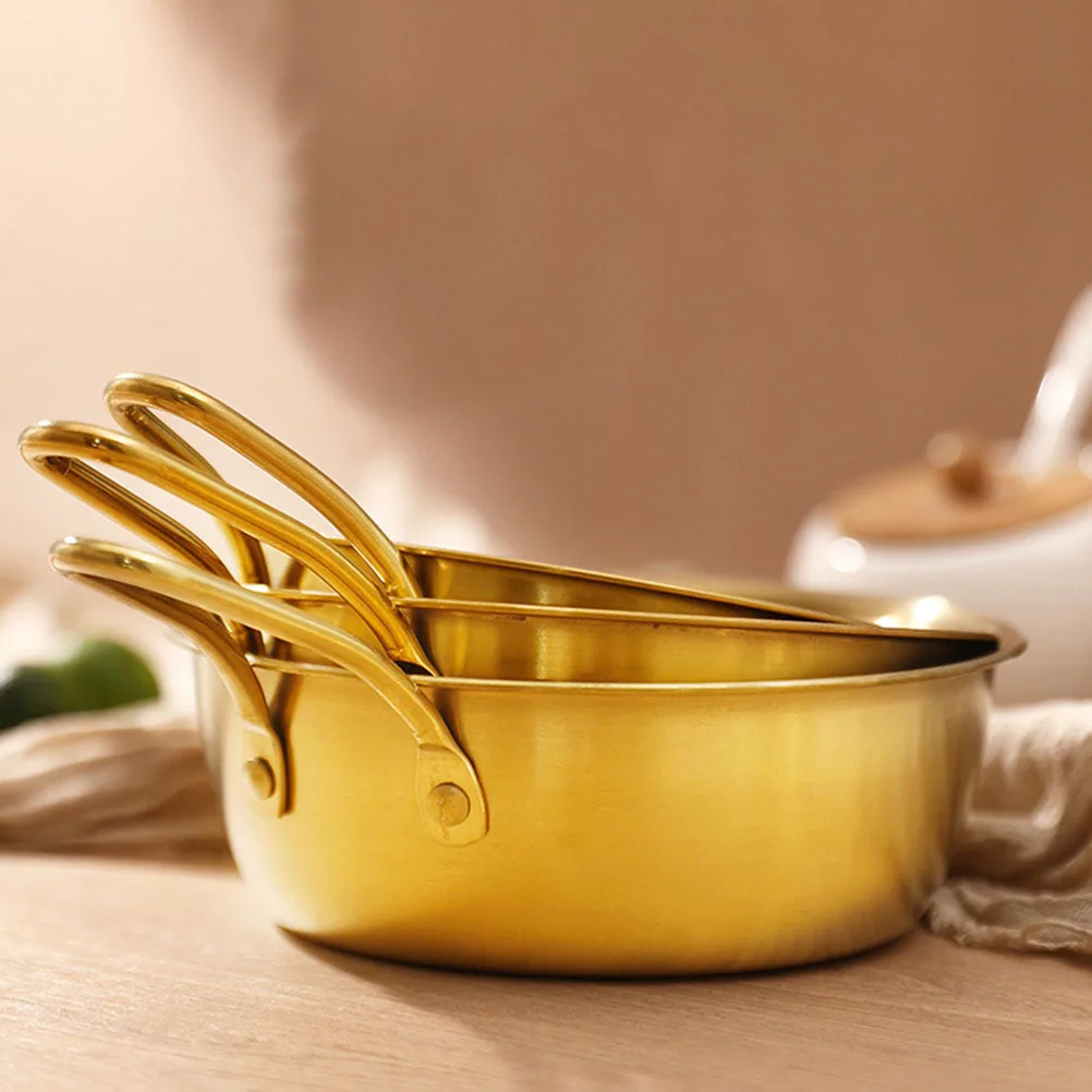 

2Pcs Stylish Golden Rice Wine Bowl Small Stainless Steel Hot Wine Pot for Korean Cuisine Party Gift Friends Love It
