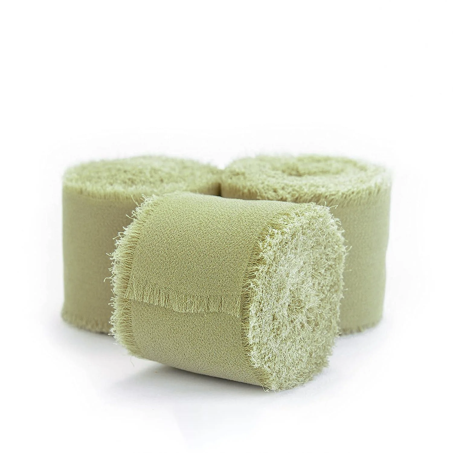 3 Rolls Frayed Edged Satin Handmade Chiffon Silk Ribbon For Wedding Invitation Bouquets Birthday Party DIY Decoration Gift 15m image 3