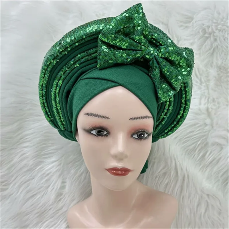 Nigerian gel headgear, with stone bead, already made auto, turban, afro aso ebi gel aso oke, wide brim headgear 7L031501