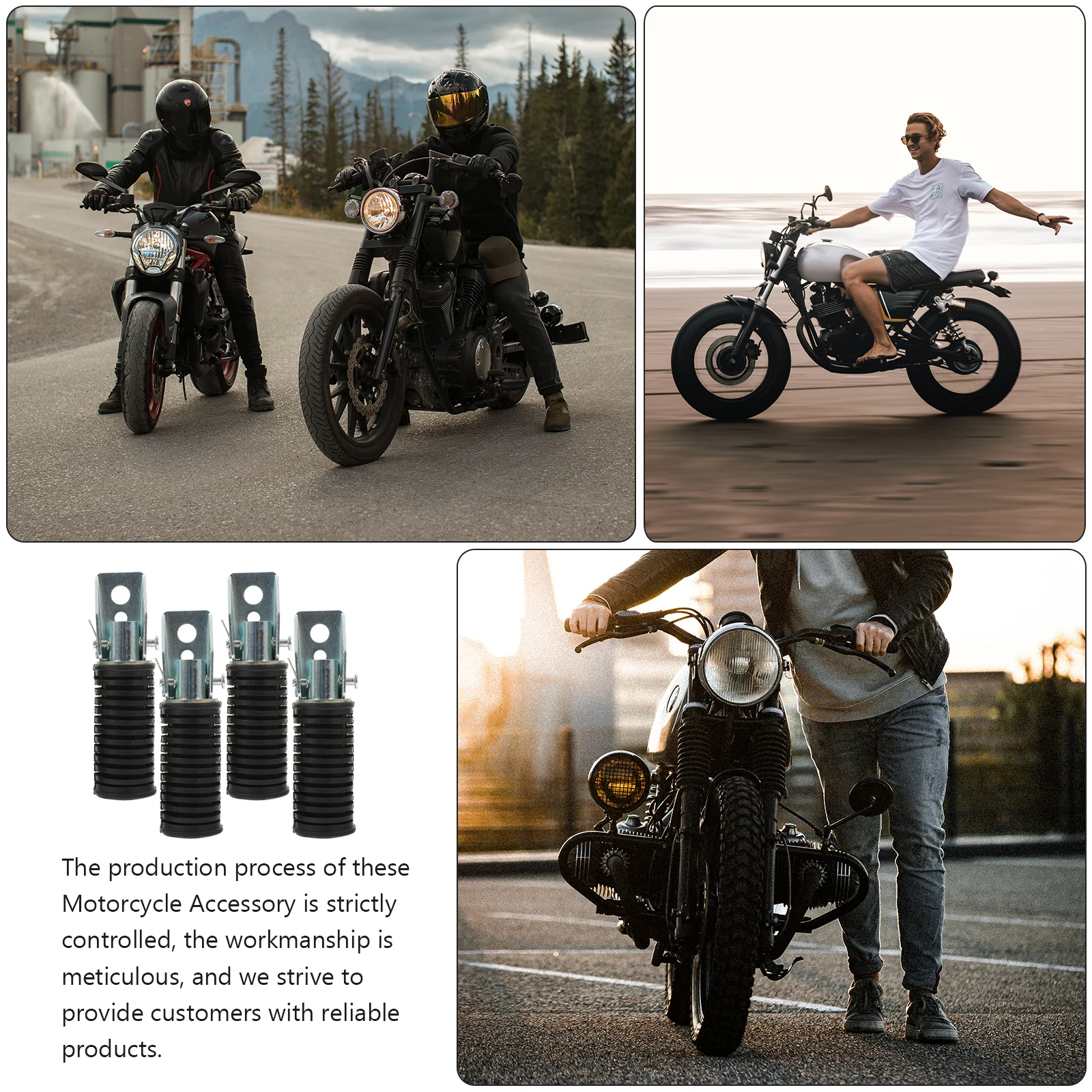 

4pcs Rubber Foot Pegs Durable Wear Resistant Rear Footrests for Motorcycle Smooth Surface Long Term Use Practical