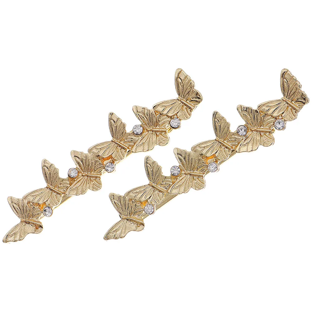 

2 Pcs Butterfly Hair Clip Clips Hairpins Accessories for Women Golden Alloy Women's Barrettes