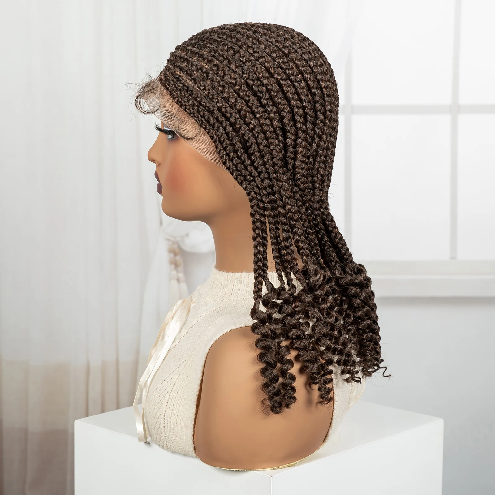 Short Ombre Cornrow Braided Wigs 14inch Synthetic Full Lace Kontless Braided Wigs Lace Frontal Braided Lace Wigs for Black Women