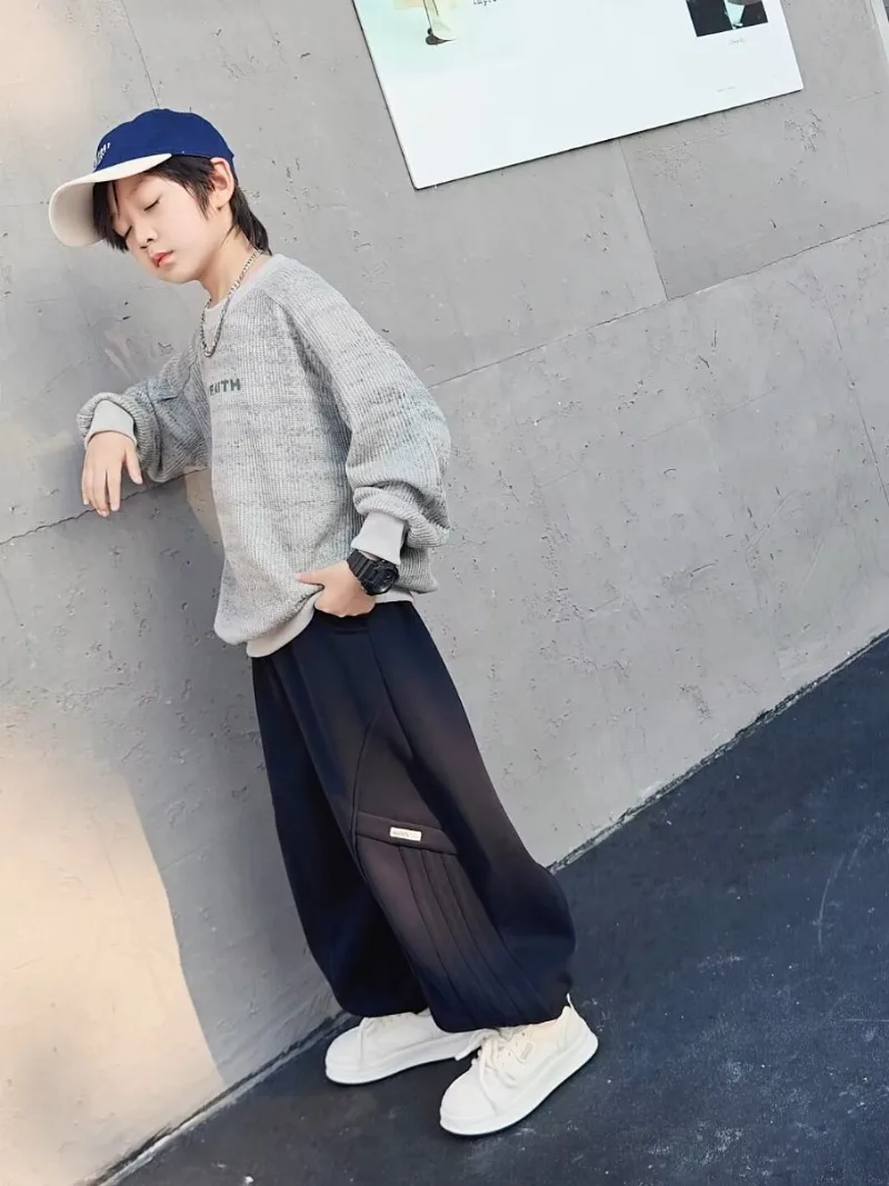 4-14 Jahre Teenager Jungen Sporthosen Herbst 2026 UNITIM Kinder Jungen Jogginghose Locker Sitzend mit Elastischem Bund Stilvolle Junior Kinder Jungen Hosen – Detail 20