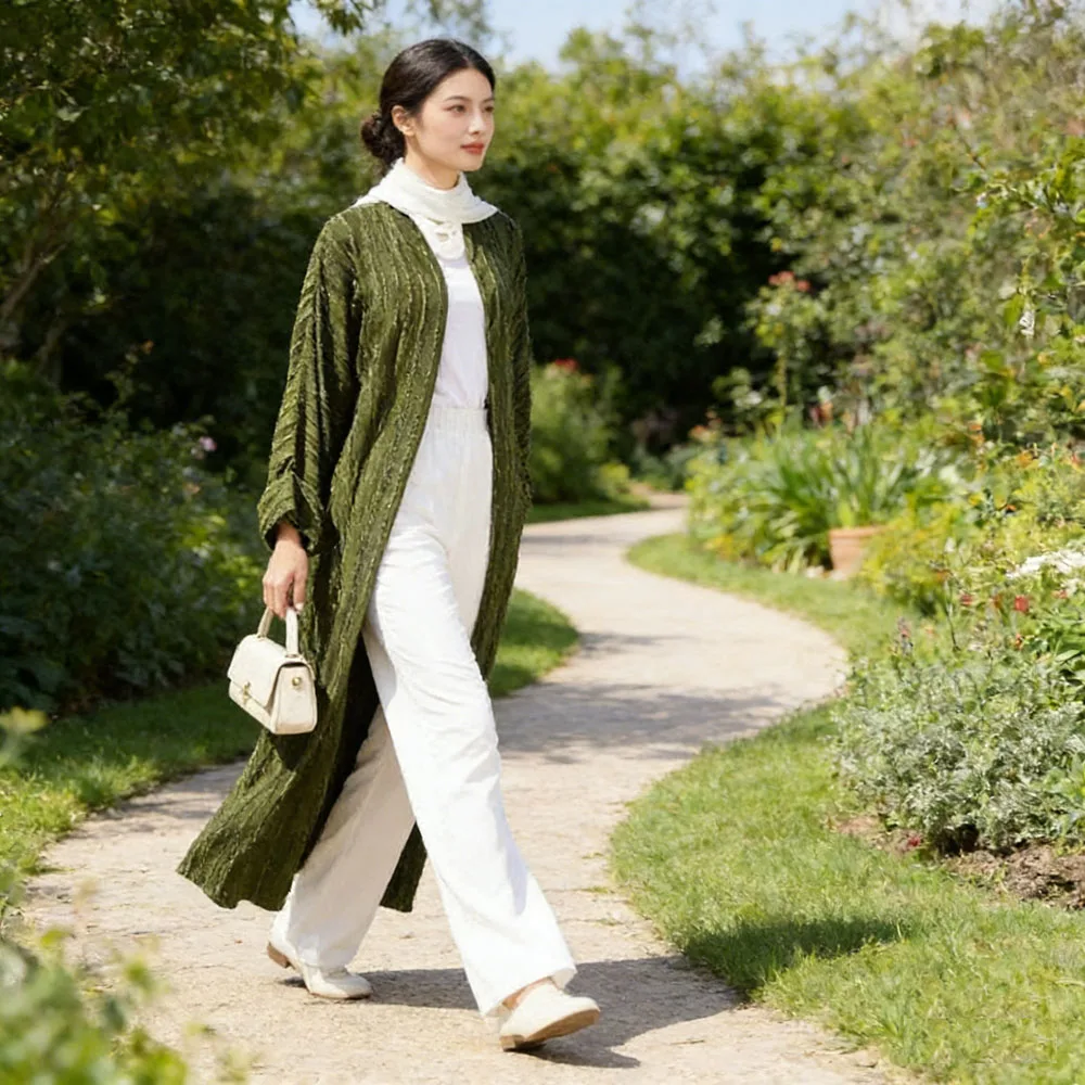 

Дубайская открытая абайя-кимоно-кардиган для женщин, мусульманский турецкий кафтан, джалабия, кебая, арабская длинная роба, для Рамадана, исламская скромная абайя