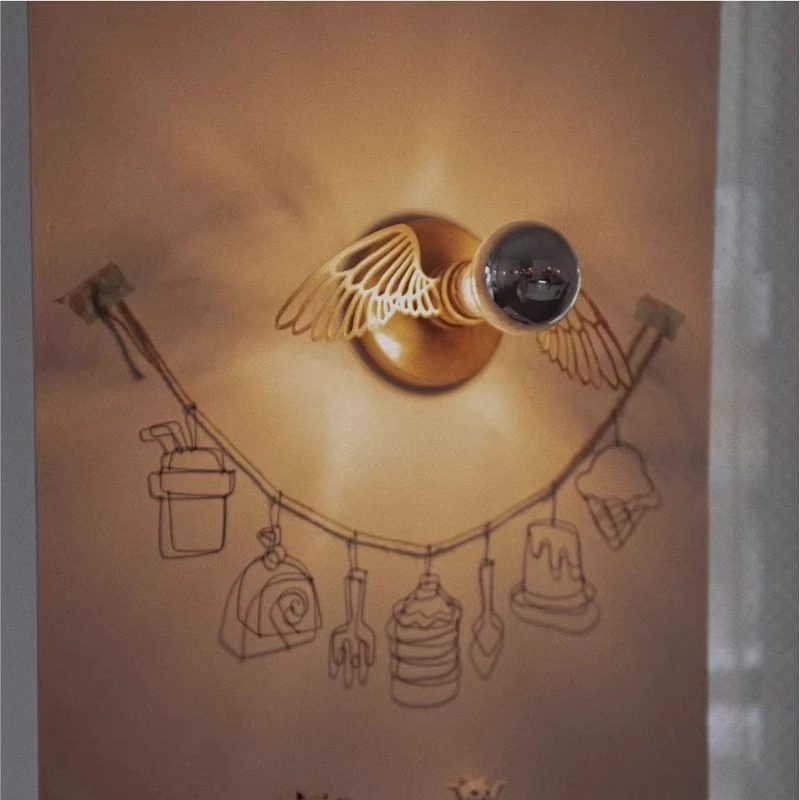 Angel Wings Wall Lamp Medieval Industrial Style Creative Retro Balcony Wall Corridor Homestay Bar Decorative Lighting Fixtures