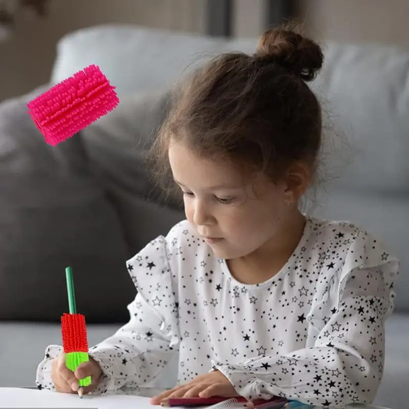 Humorous Multicolored Silicone Pencil Holder Squeeze Toy Soft Writing Aid Stationery