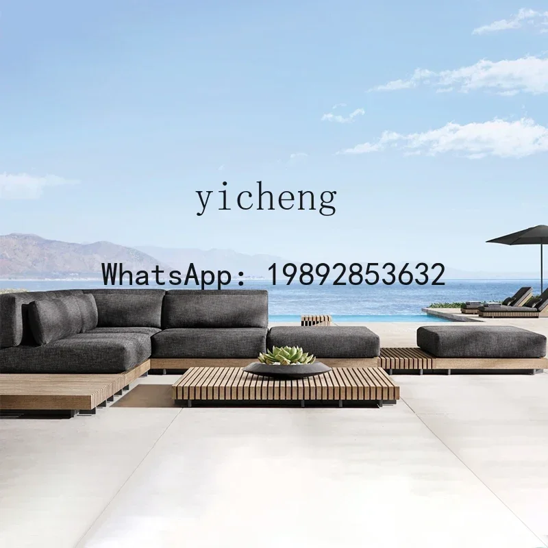 

High-End Outdoor Teak Sofa Courtyard Villa Waterproof Outdoor Garden Leisure