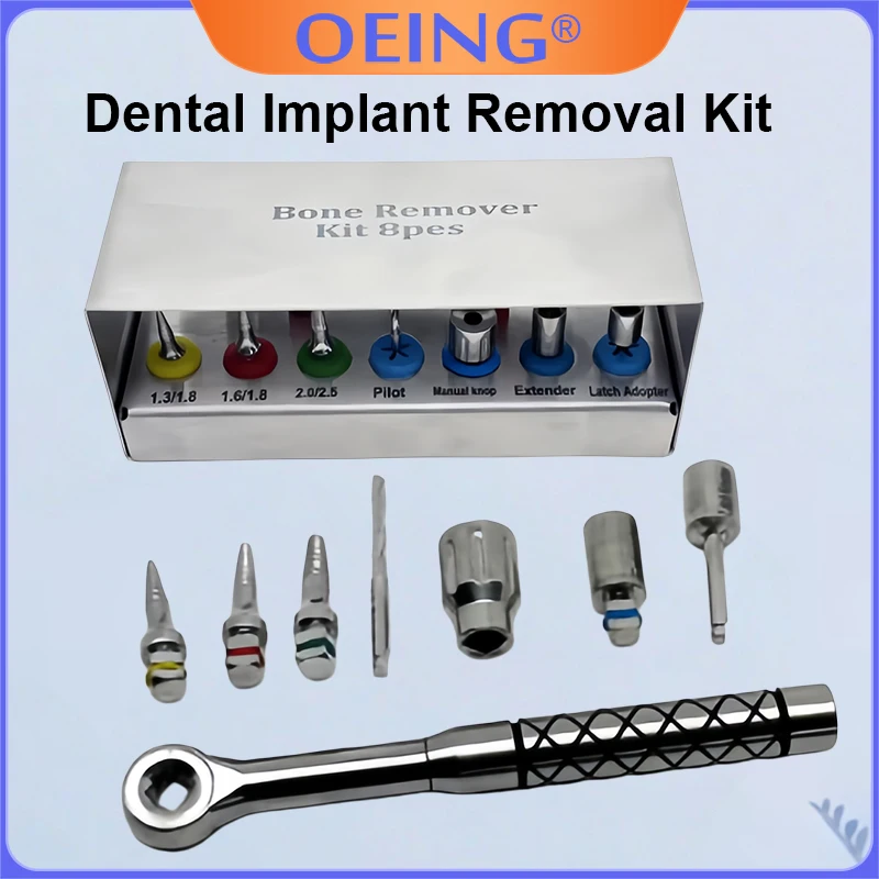 

1Set Dental Implant Removal Kit: Screwdriver, Torque Wrench, Ratchet, Bone Expander, Dental Restoration Instruments
