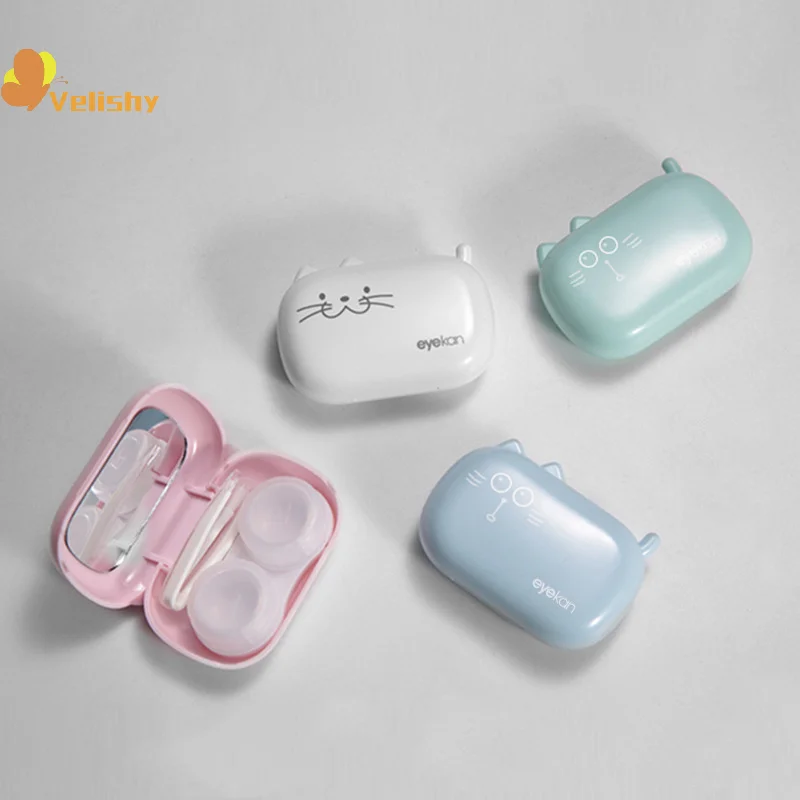 Cute Candy Color Contact Lens Case For Girl Cute Portable Contact Lens Box Kit Beauty Lens Storage Container