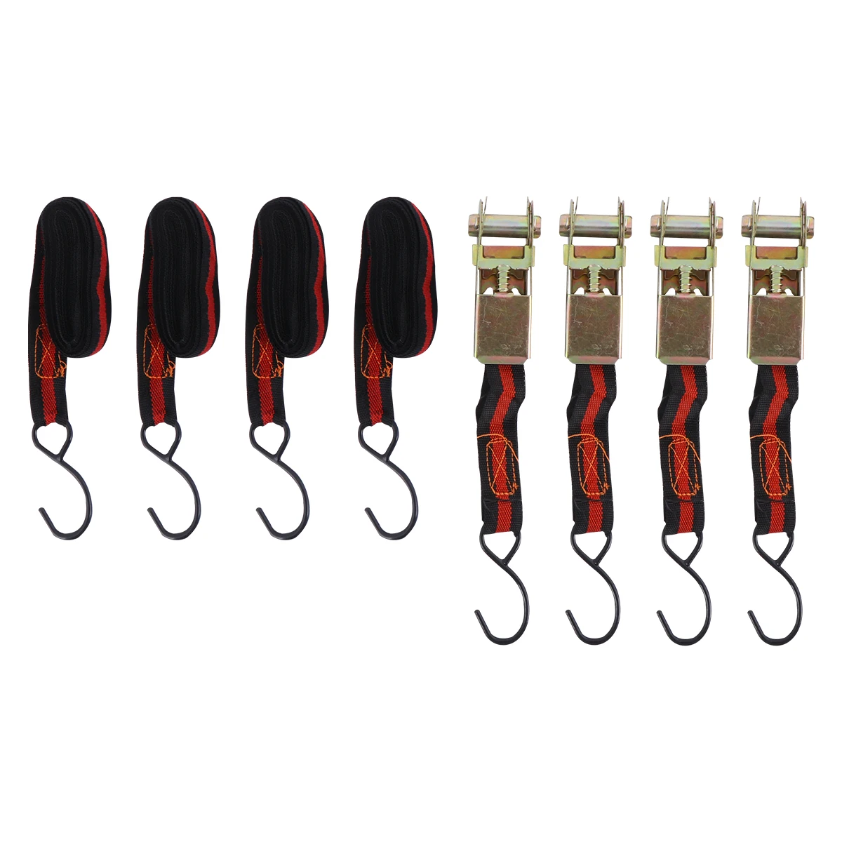 

4pc 15 Inches Cargo Tie Down Strap Ratchet Strap Heavy Duty Lashing Straps For Transportation Storage Reinforced Metal Buckle