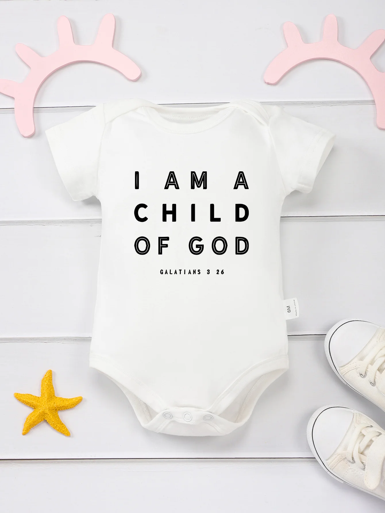 Trendy Clothes Baby Girl Boy Summer Jumpsuit I Am Child of God Printing Exquisite Infant Bodysuit Simple 0-24MSize Short Sleeve