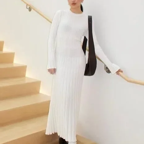 Inverno manga longa bodycon vestidos longos feminino casual solto kintted festa maxi vestido elegante