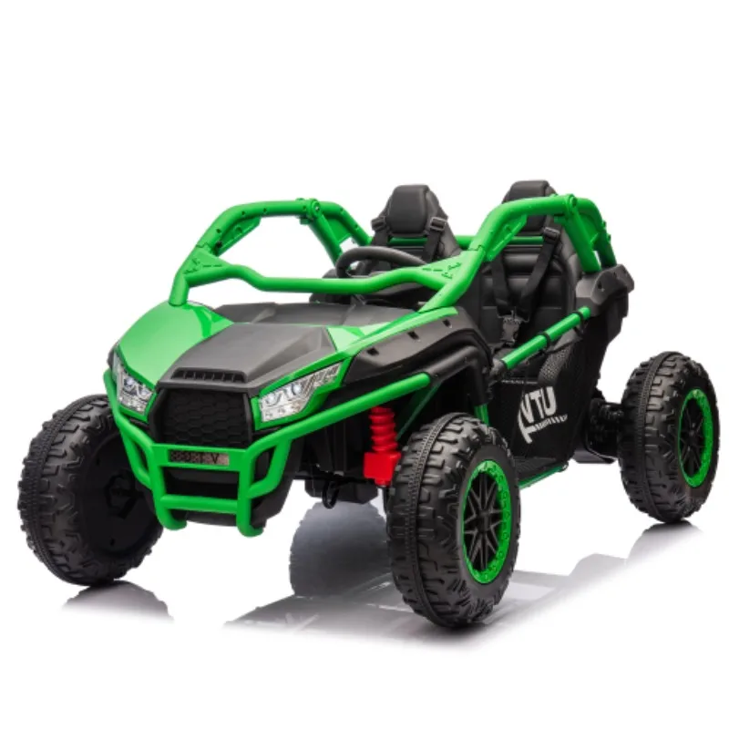 24V 2인승 어린이용 UTV, 좌석 폭 20인치, 400W 초고출력, 후방 수납 공간, 속도 3.73-4.97MPH, 3세 이상 어린이용.
