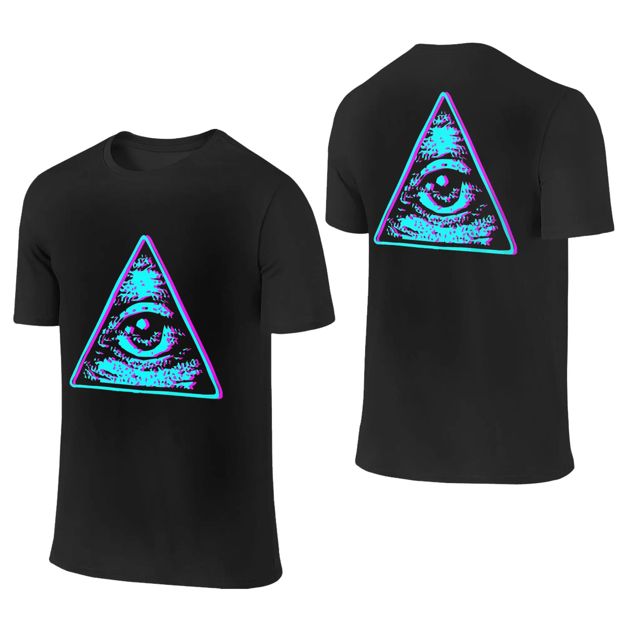 100% Cotton Eye Illuminati T-Shirt Men's Double Sided T Shirt Men Round Neck Summer Shirts Tops S-6XL