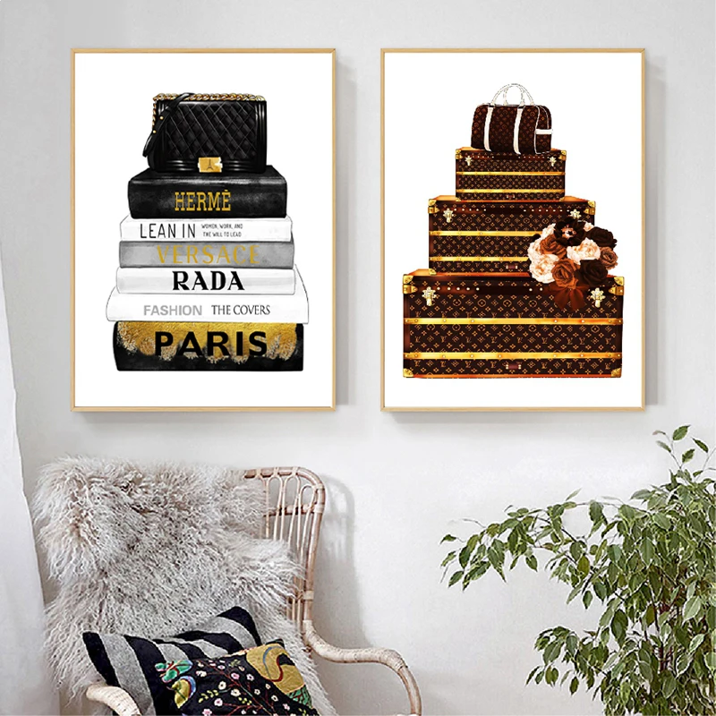 Fashion Bag Illustration Canvas Prints And Posters Modern Magazine Books Art Painting Wall Pictures Living Room Home Decoration