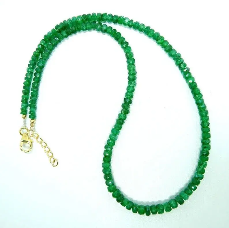 

Natural beryl Emerald Beaded Necklace - AAA+ Quality 2*4mm Round Faceted