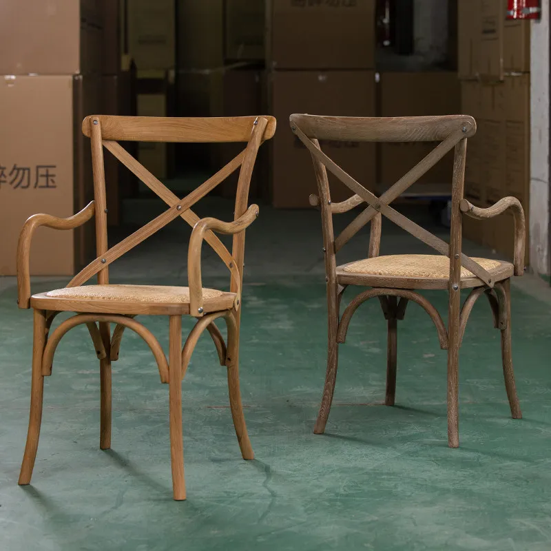 Solid wood chair for home use, back chair with armrests, single desk chair