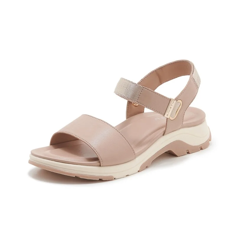 

2025 Summer Fashion Color blocked Metal Buckle Casual Sports Comfortable Heel Height 4CM Thick Bottom Women's Sandals Y702-1