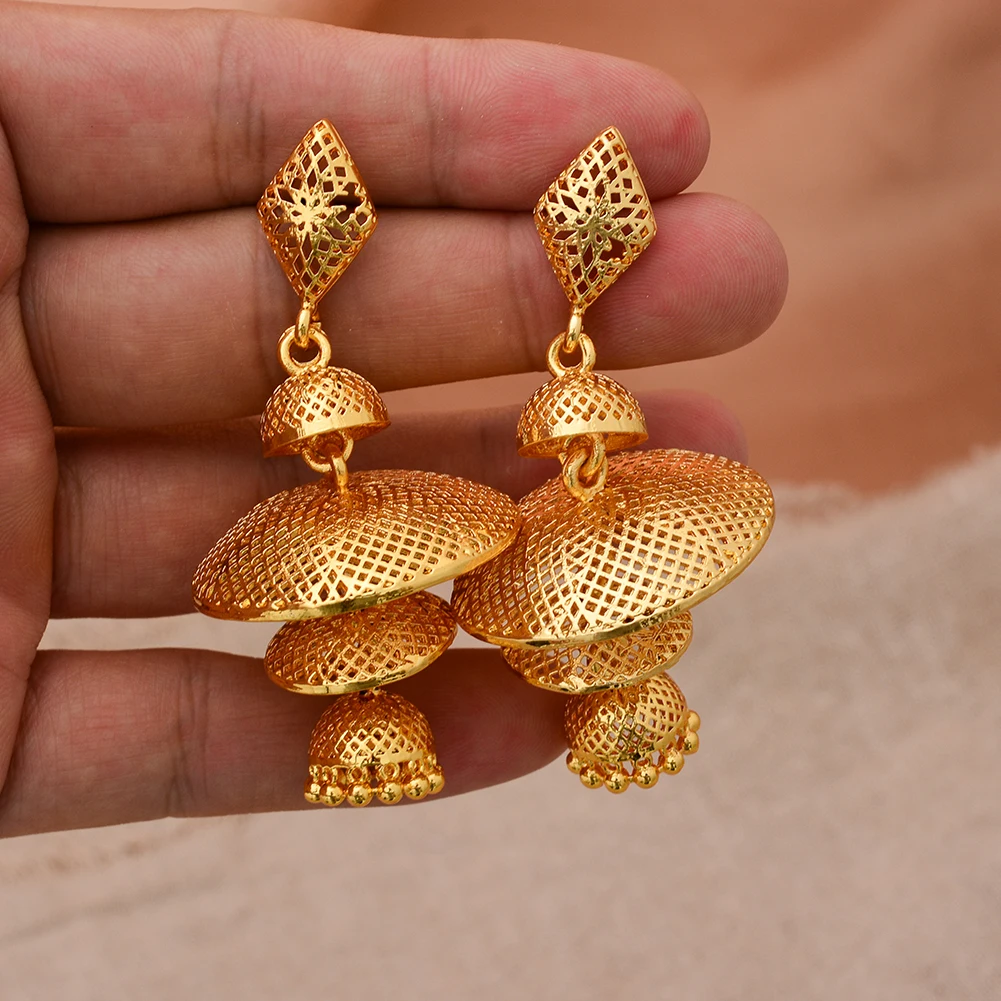 Luxury Dubai Arab Africa Gold Color Earrings For Women Girljewelries Papua New Guinea Wedding Indian Earrings Jewelry