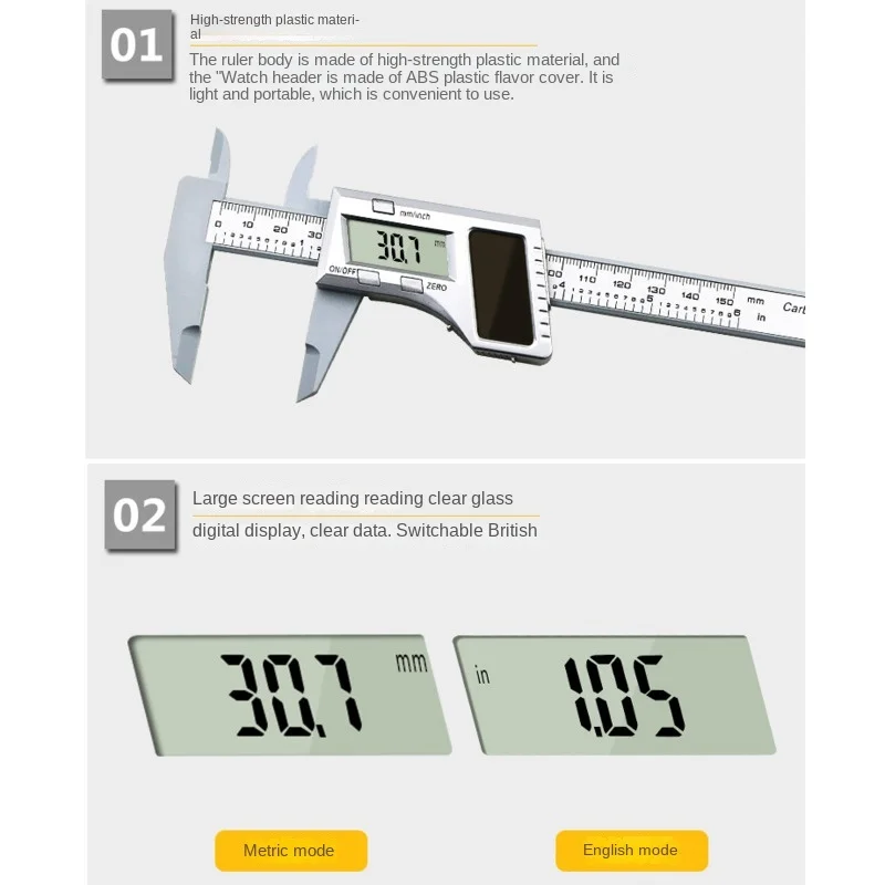 Solar 0-150mm noniusz suwmiarka z tworzywa sztucznego LCD cyfrowy zacisk przyrząd do pomiaru głębokości elektroniczna mikrometr linijka miernik 6\