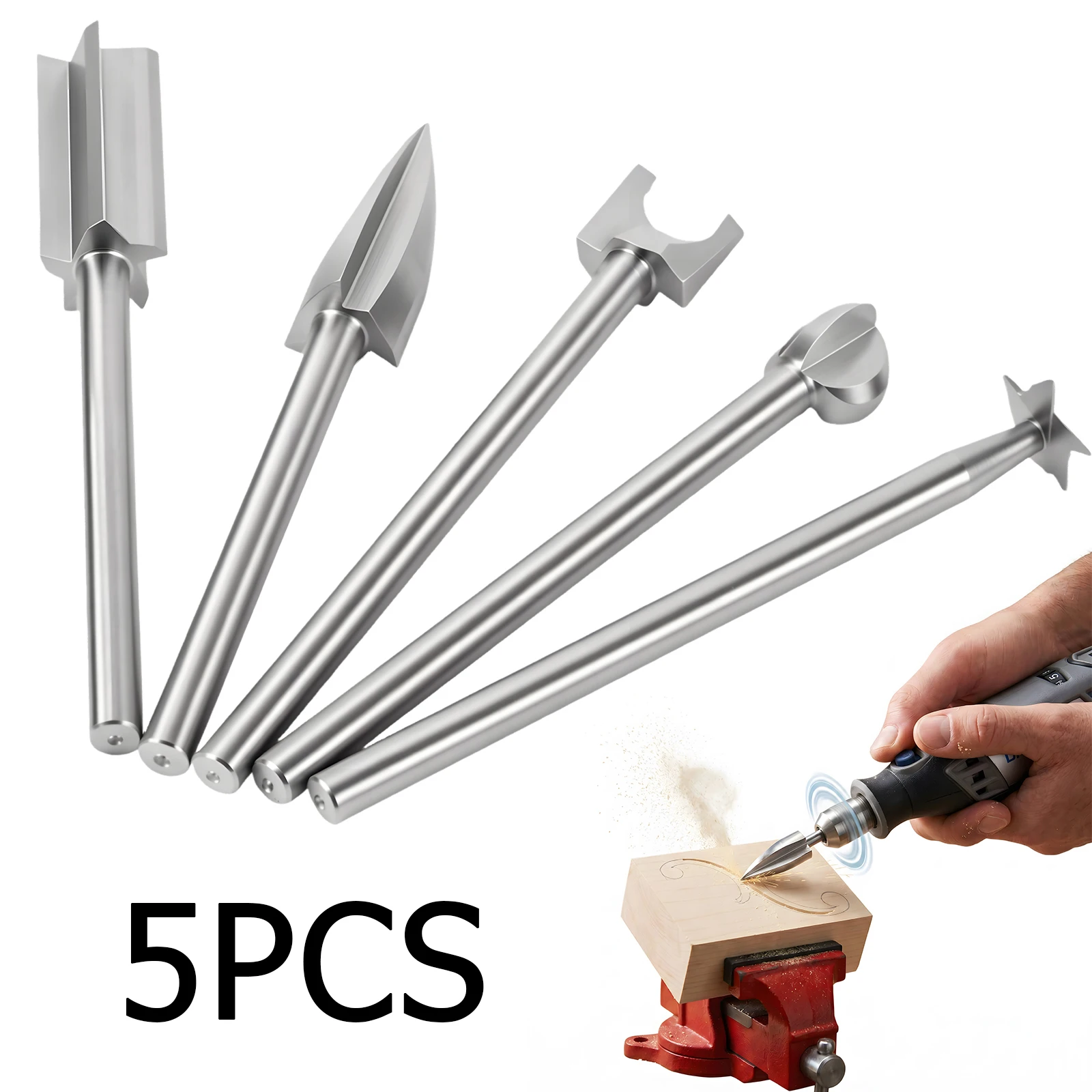 

Wood Carving Drill Bits Set Compatible with Dremel Rotary Tool 5 Different Engraving Drill Accessories Bit Wood Grinding Woodwor