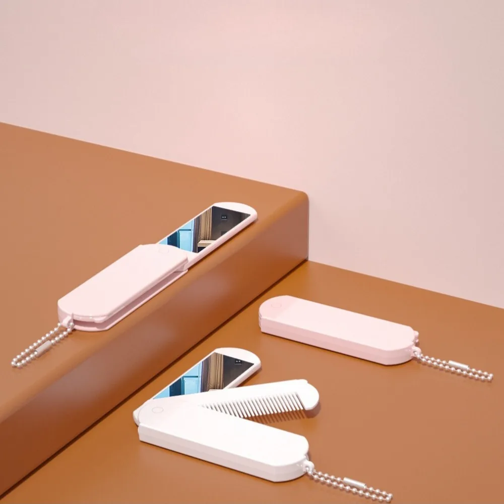 2/4/8 Pcs 2‑in‑1 Mini Portable Comb & Makeup Mirror Set, Travel Foldable Cosmetic Mirror with Comb, Keychain Bead Chain Design