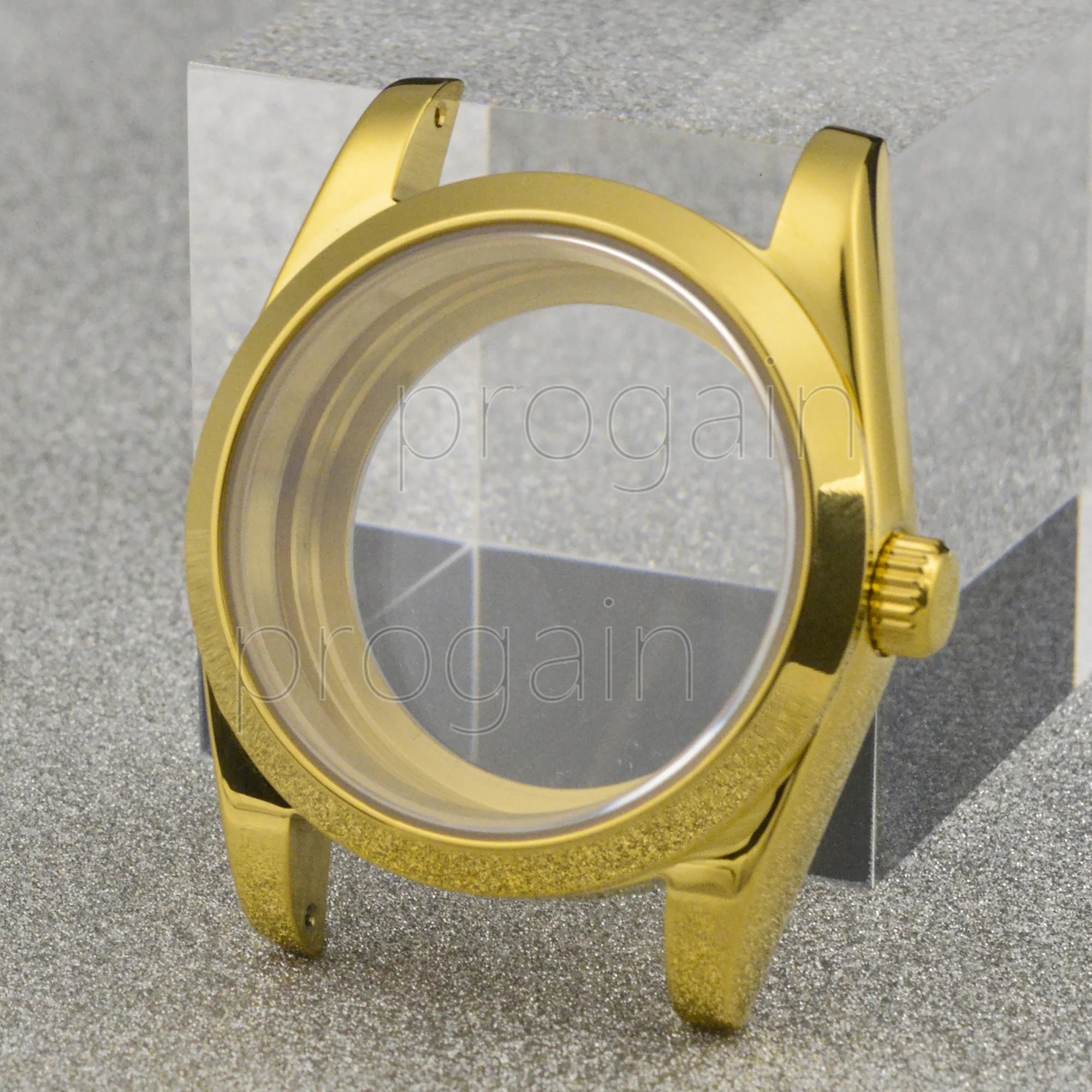 for Datejust NH35 Case Gold Watchcase Magnifying Glass Stainless Steel Watchproof Water Parts for NH36 Movement 28.5MM Dial