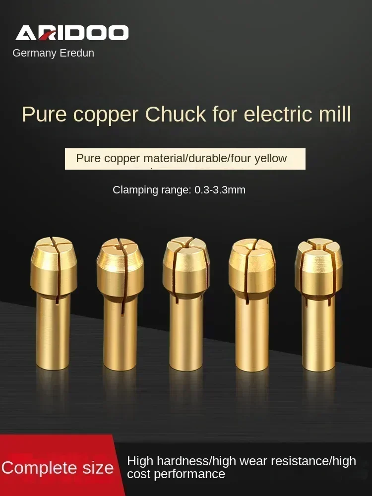 Mini Brass Collet Chuck 3-Jaw Chuck Drill Bit Set for Electric Grinder Carving Machine