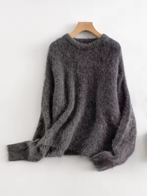 SuyaDream Warm Alpaca Pullovers for Woman, Dropped Sleeved Loose Sweaters, 2025 Fall Winter Top, Camel, Beige - Image 12