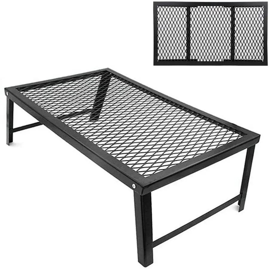 Outdoor Convenient Storage Net Table Camping Barbecue Table Multi-functional Folding Picnic Table Camping Storage Drain Grid