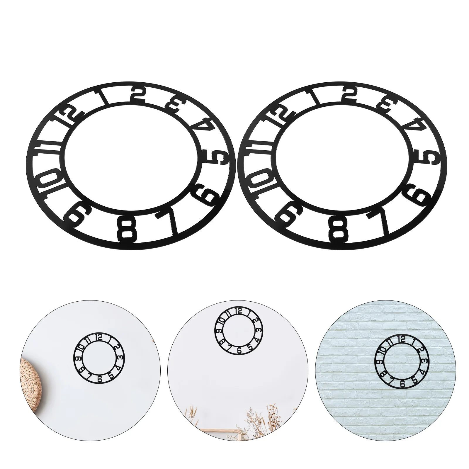 

2Pcs Acrylic Clock Wall Stickers Round Mirror Face Decal Arabic Numerals for Living Room Hotel Lobby Decorative Wall Art DIY