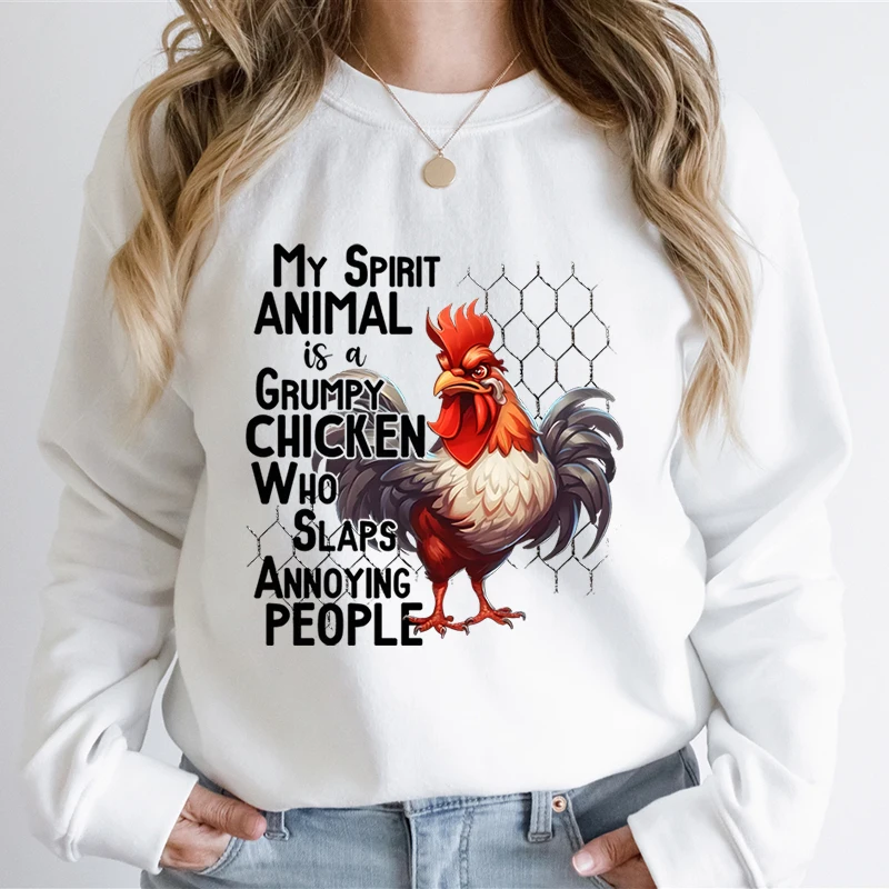 Angry Chicken Funny Quotes Print Unisex Fashion Casual Sweatshirt Unisex Round Neck Funny Chicken Letter Print Sweatshirt Hoodie