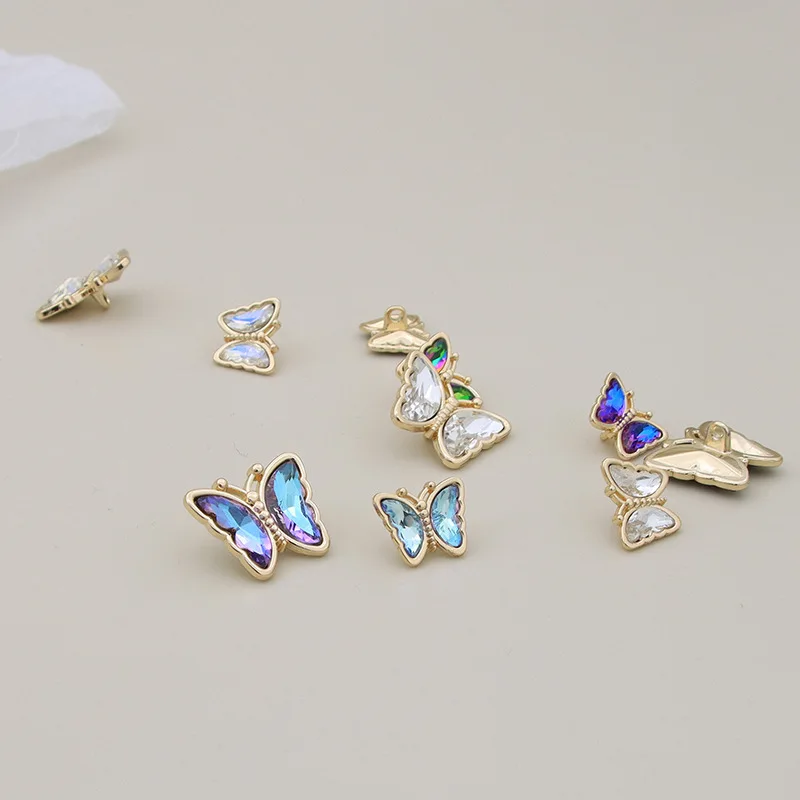 16/23mm Colorful Butterfly Gold Alloy Buttons for Sewing Coat Sweater Cardigan Scrapbooking Sewing Shank Buttons DIY Craft
