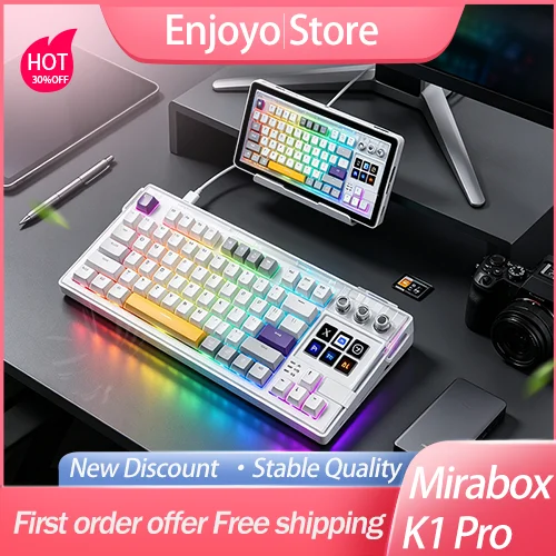 New Mirabox K1 Pro Wired Mechanical Keyboard Gasket Structure Hot‑Swap RGB Macro Programming for Gaming Live Content Creation