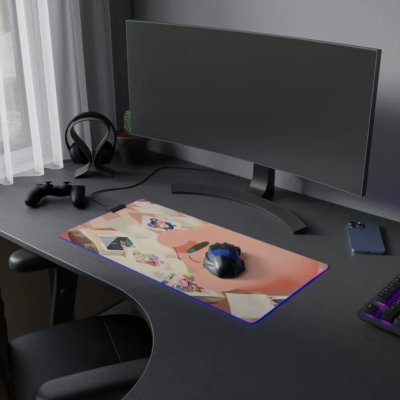 قابس طاقة Poyo: قم بشحن يومك باستخدام لوحة ماوس Kirby المعدية، 8 مقاسات، أضواء RGB، حصيرة مكتب XXL، لوحة ماوس لطيفة، حصيرة لطيفة، #5