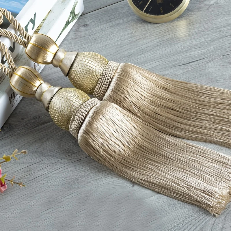 2pcs Curtain Tiebacks - A Pair Of Decorative Accessories With Hanging Balls, Tassels, Binding Straps, Ropes And Hooks
