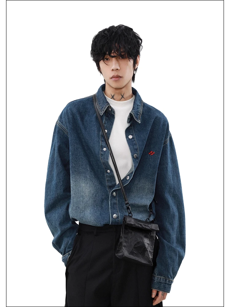 

Retro Waed Embroidered Letter Denim irt Loose Casual Long Sve ex Autumn New Sle Versatile Outerwear Top