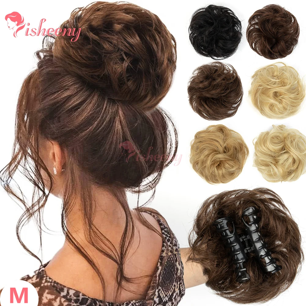 

Claw on Clip Bun Hair Piece 100% Real Human Hair Buns Curly Chignon Hair Bun Extensions Wavy Up do Hair Buns Claw Clip Ponytail