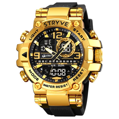 Imagen 2 del producto Relojes Stryve de moda S8025, relojes digitales deportivos coloridos y geniales para hombre, reloj de pulsera de doble movimiento de diseñador de moda para hombre