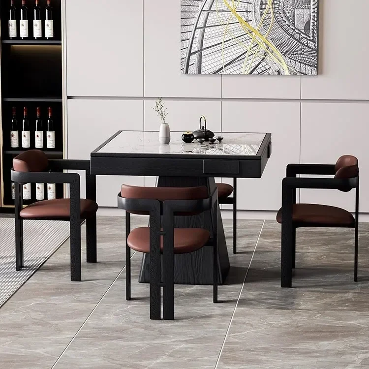 Modern household high-end egg table solid wood eight immortals square rock slab square playing card