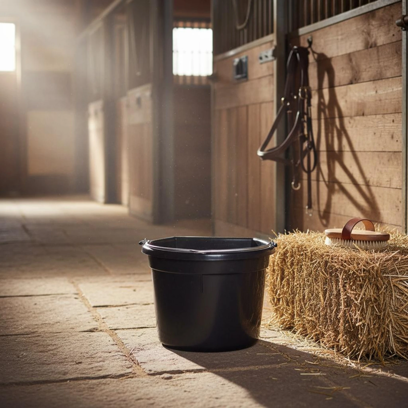 

Flat Back Feed Pail Metal Handle Horse Water Pail Farm Supply Hanging Design Shock-Resistant Resistant for Stable