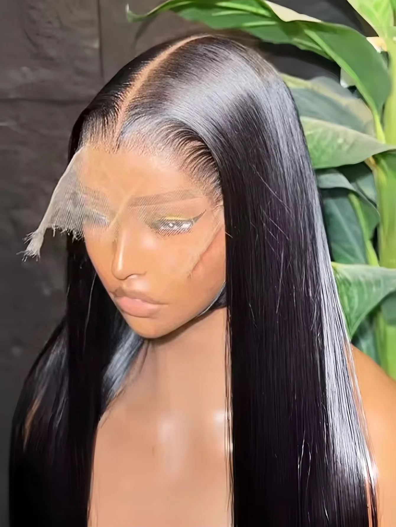 30インチ 13x6 レースフロントウィッグ 人毛ストレート レースフロント人毛ウィッグ 生え際処理済み 200%密度 グルーレス ナチュラルブラック