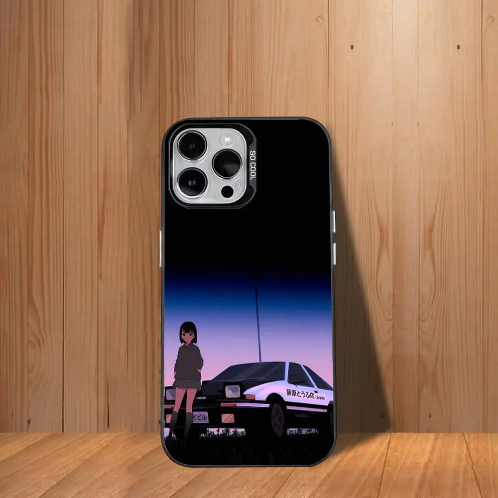 حافظة هاتف I-Initials D Anime لهاتف iPhone 17,16,15,14,13,12,11,Mini,Pro,SE,MAX غطاء أبيض غير لامع مقاوم للصدمات