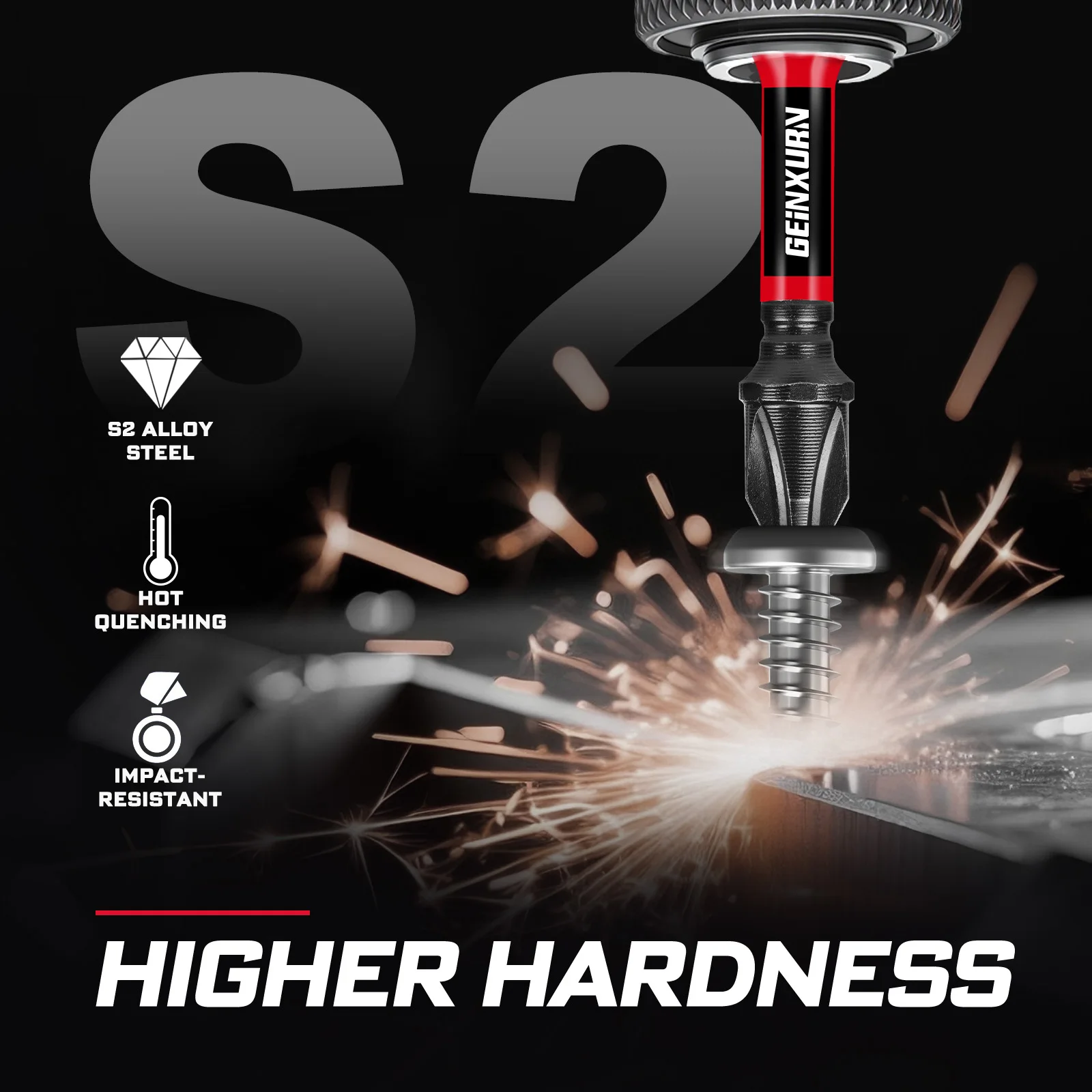 Geinxurn Ultra Torque Bit Set with SL/PH/TORX/SQ/PZ, High Hardness Multi Size Nut Driver, Hex Impact Driver Bit for Fast Working