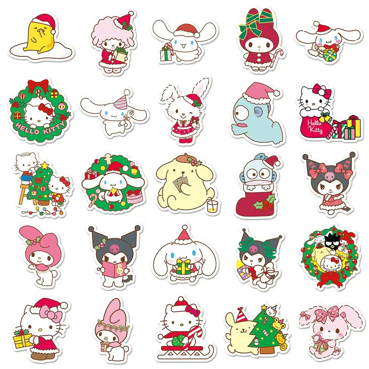 50 stuks Kerst Sanrio Kuromi Hello Kitty Stickers Kawaii Cartoon DIY Waterdichte Graffiti Laptop Motor Briefpapier Stickers