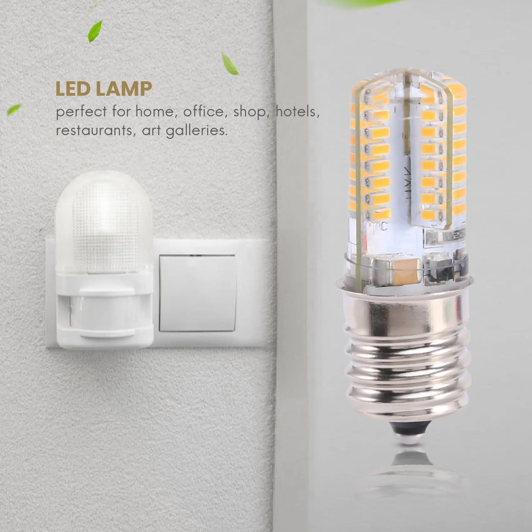 Ampoule LED E17, 5W, 64, 3014 SMD, lumière blanche chaude, AC 110V-220V