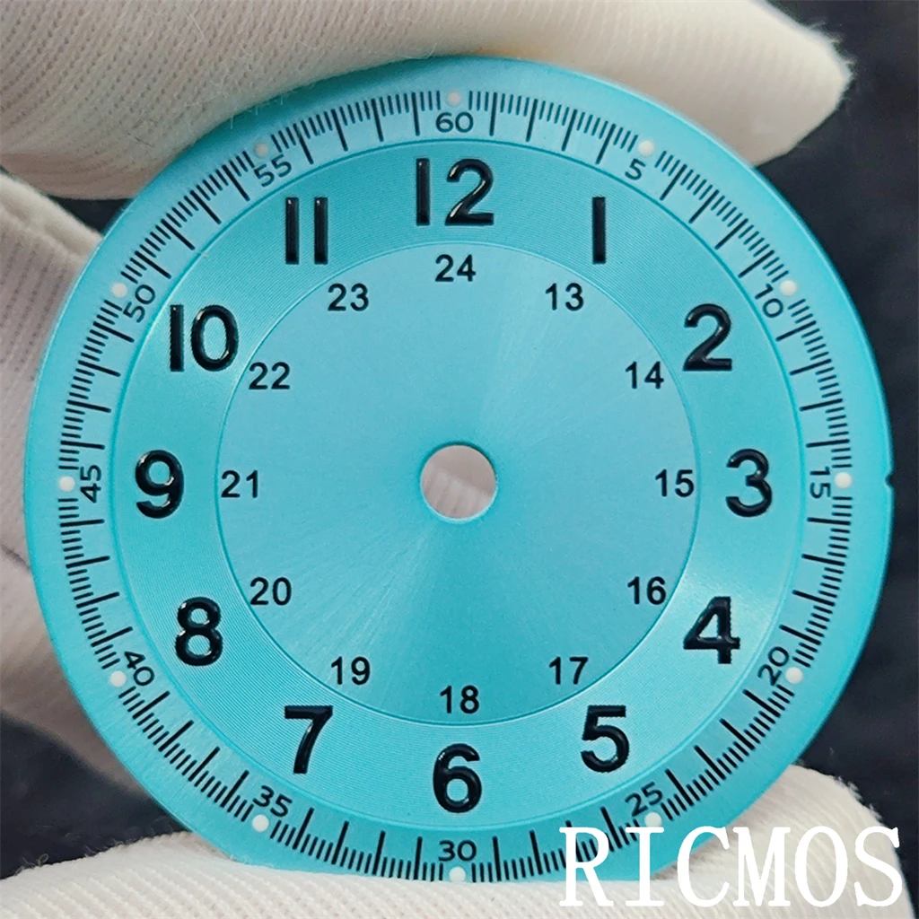 Eisblaues Zifferblatt 29mm Piloten-Felduhr Ziffernmarkierungen Automatikwerk Passend für NH35 NH36 ETA2824 ST2130 DG2813 Miyota 8215