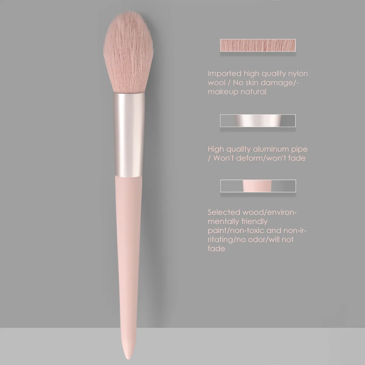 Makeup Brushes Single Face Kabuki Foundation Contour Blending Professional Private Label Customized Brushes Soft Pink